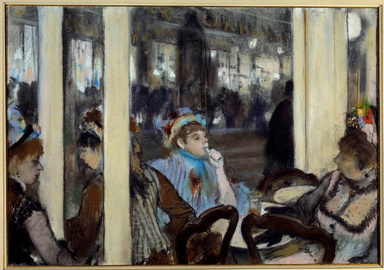 Ženy na terase kavárny Malba pastelem od Edgara Degase (1834-1917) 1877 Ne. 0,54x0,71 m Paříž, Musée d