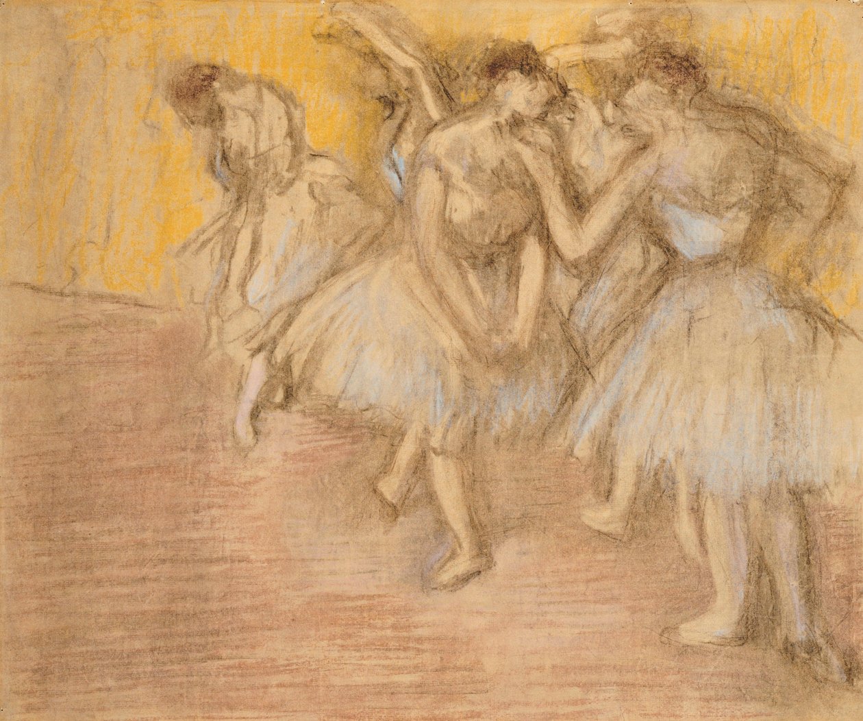 Pět tanečníků na jevišti, kolem 1906-08 od Edgar Degas