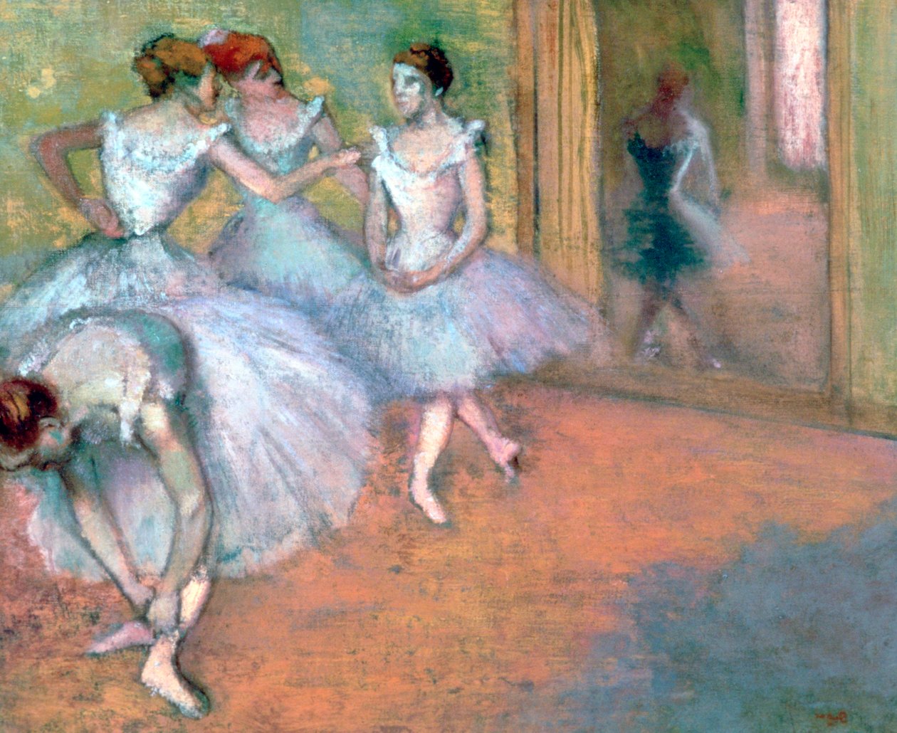 Čtyři tanečníci ve foyer, konec 19.-začátek 20. století od Edgar Degas