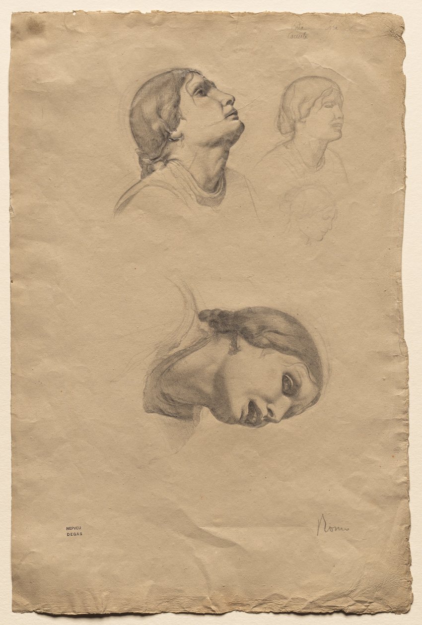Čtyři studie o hlavě mladé italské ženy, 1856. od Edgar Degas