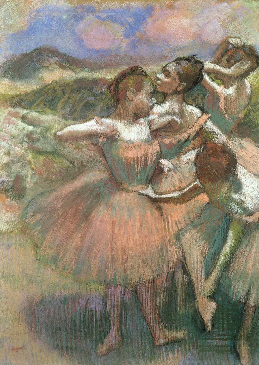 Čtyři tanečníci na jevišti (pastel) od Edgar Degas