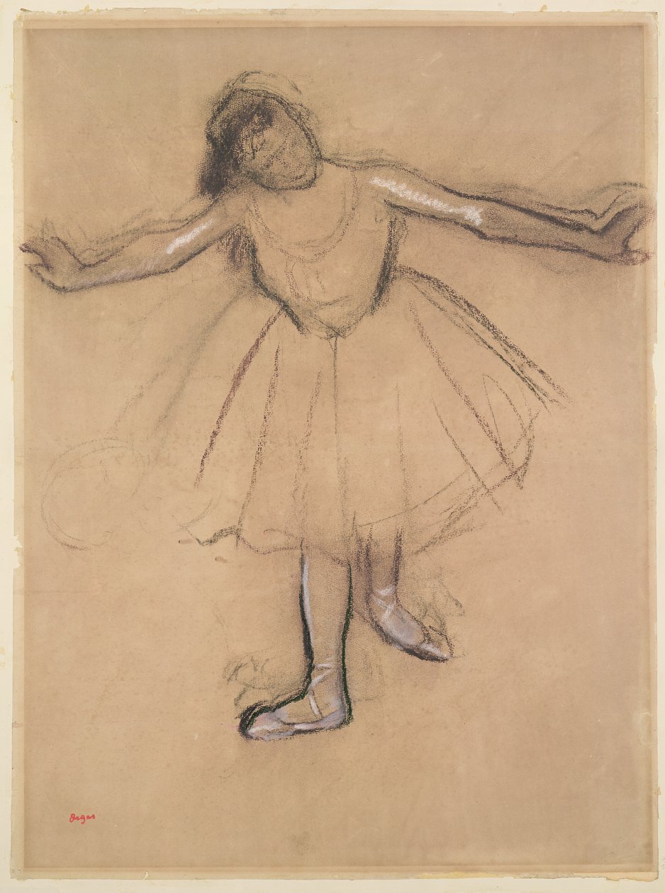 Čelní pohled na Dancera, kolem roku 1877 (uhl a pastel na papíře) od Edgar Degas