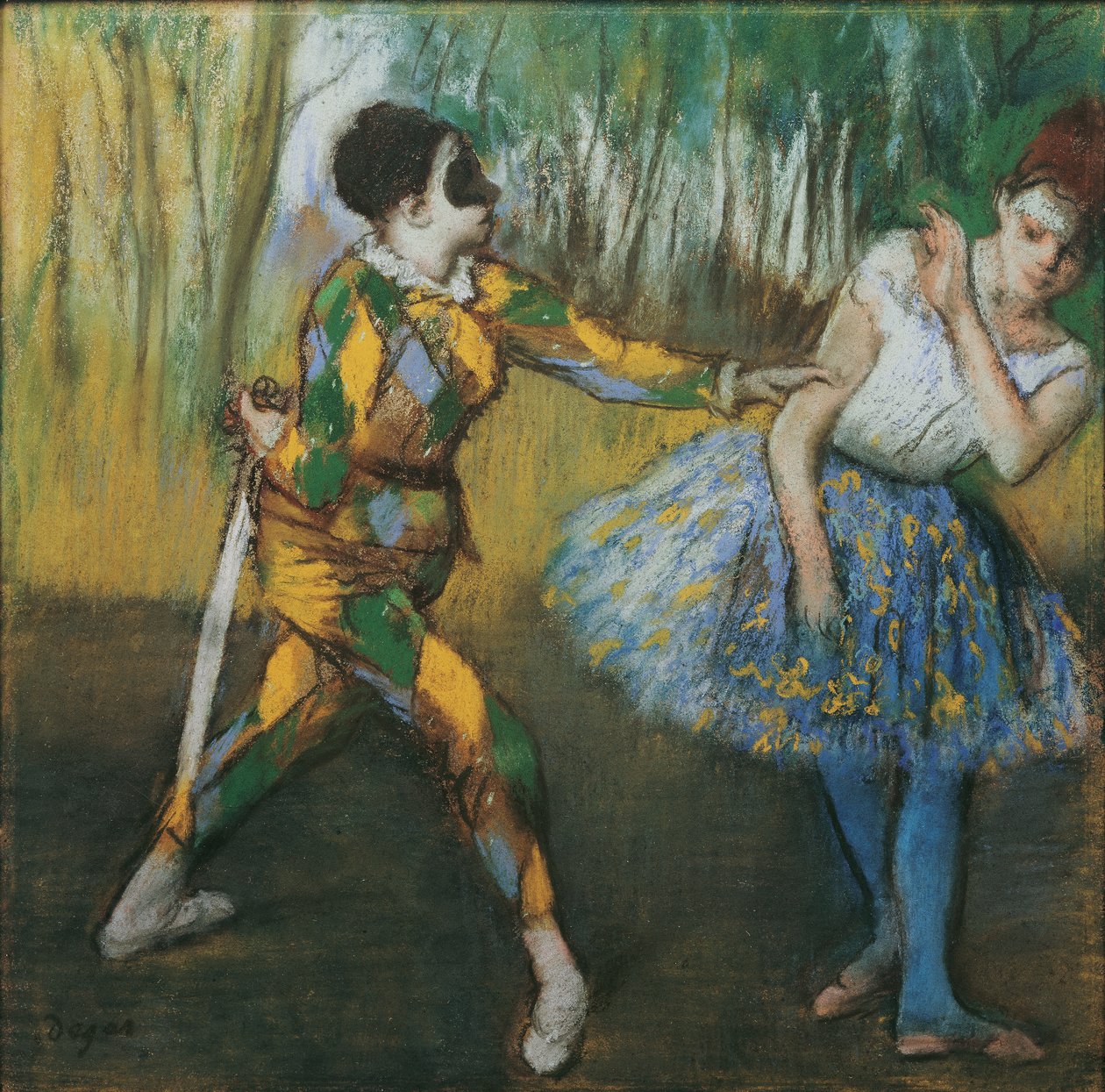 Harlekýn a Kolumbína od Edgar Degas