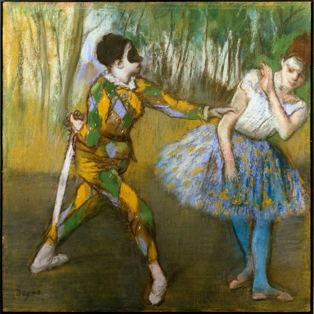 Harlekýn a Kolumbína. Obraz Edgara Degase (1834-1917) od Edgar Degas