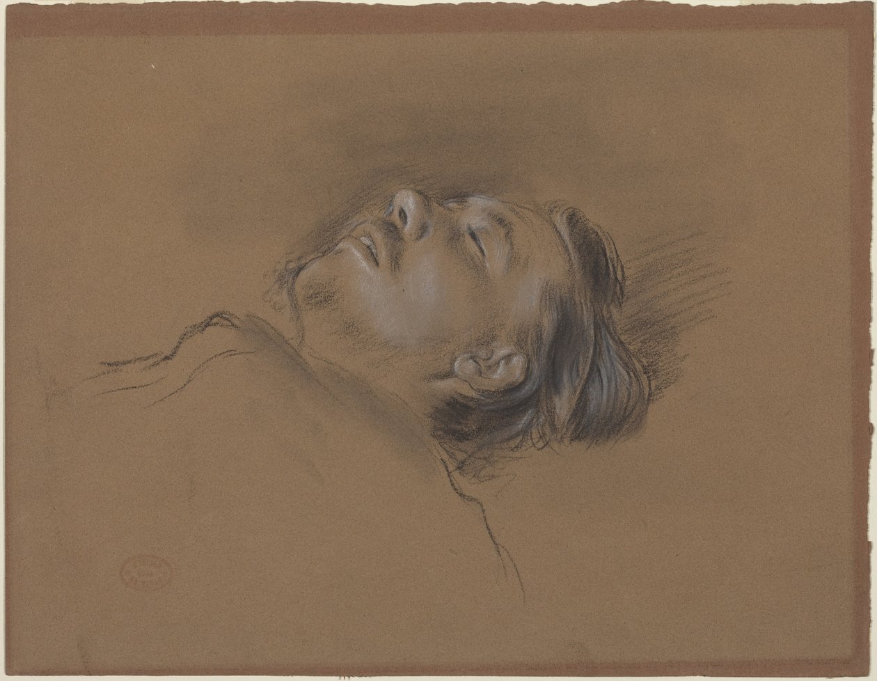 Hlava spadlého žokeje (studie k dílu „Scéna ze steeplechase: Spadlý žokej“) od Edgar Degas