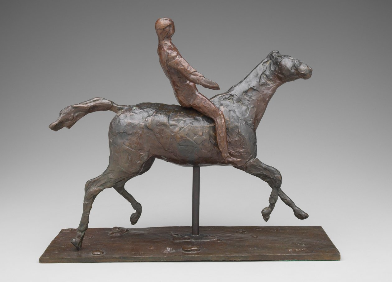 Kůň a jezdec, cca 1900 (bronz) od Edgar Degas