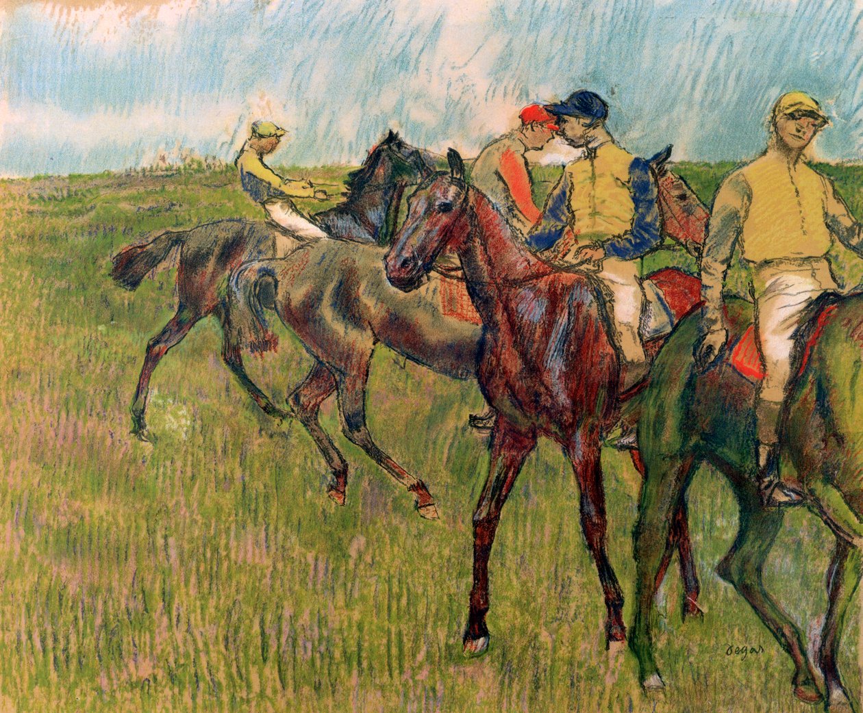 Koně s žokeji, 1910 od Edgar Degas