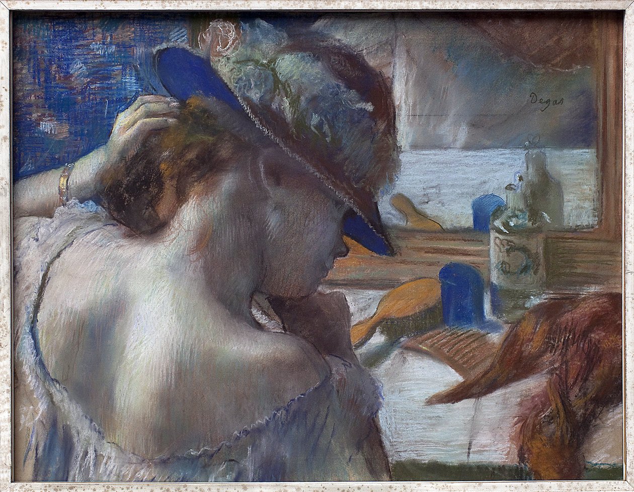 Před zrcadlem. Dílo Edgara Degase (1834-1917), pastel kolem roku 1889. Francouzské umění od Edgar Degas