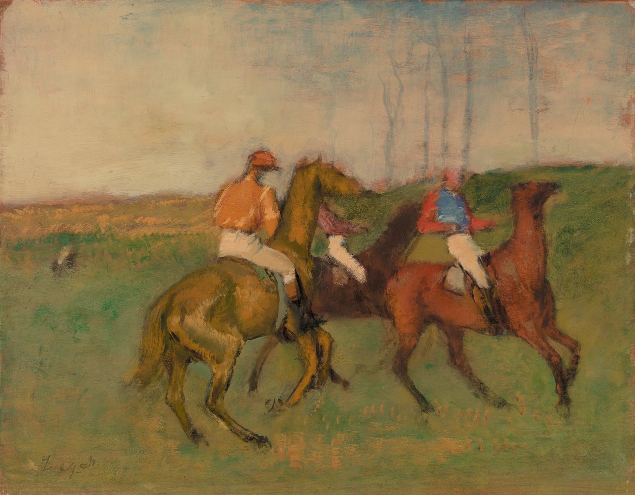 Žokejové a závodní koně od Edgar Degas