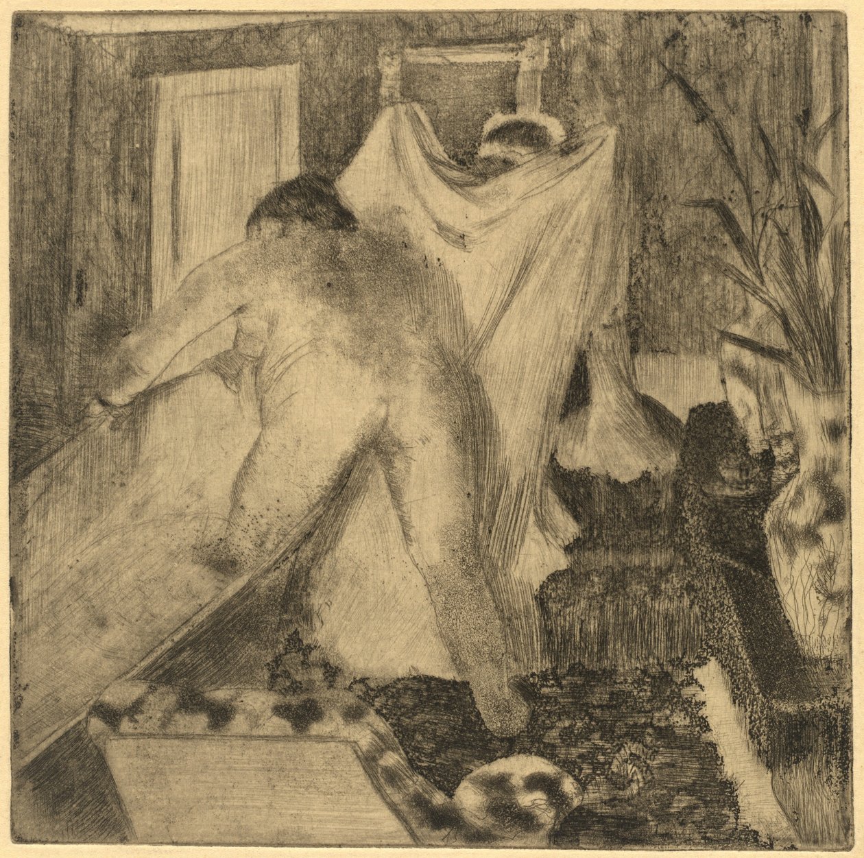 Odchod z lázní La sortie du bain, c. 18791880. od Edgar Degas