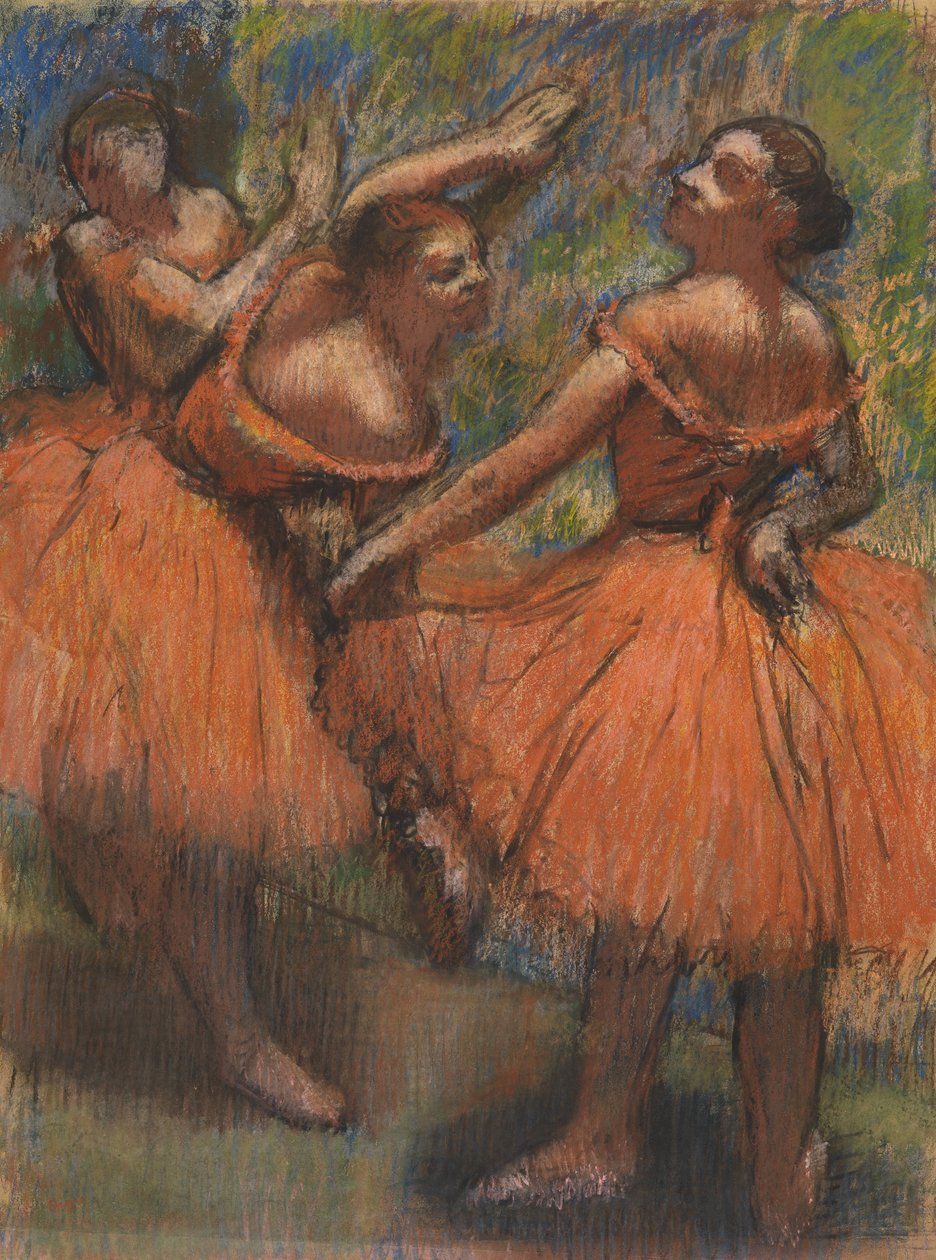 Červené sukně, kolem 1807-1901 (pastel na papíře) od Edgar Degas