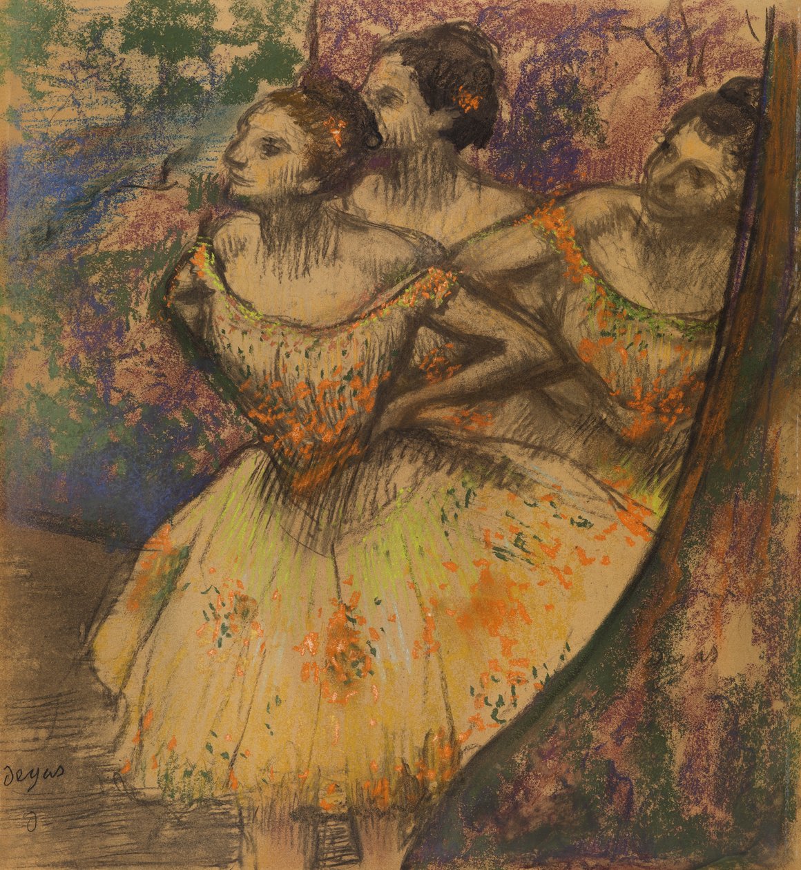 Tři tanečníci, kolem 1896-1905 (pastel na papíře) od Edgar Degas