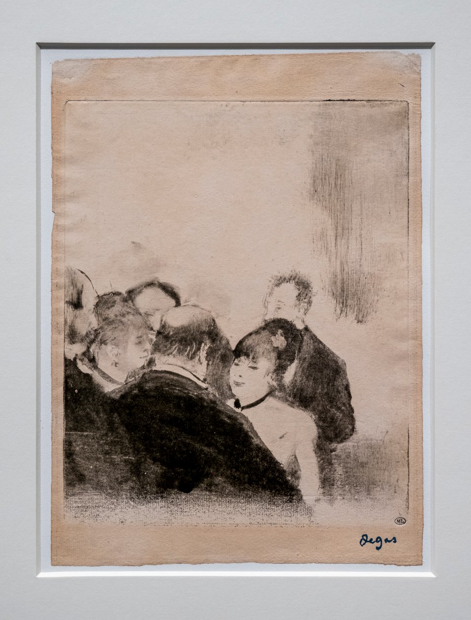 Malý kardinál mluví k jejich obdivovatelům. Kolem 1876-1877. Monotyp má černý inkoust. od Edgar Degas
