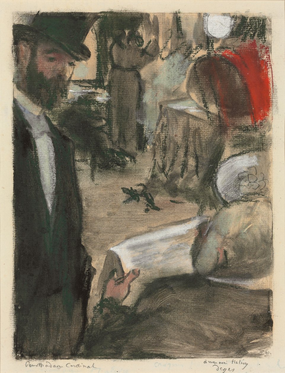 Ludovic Halevy našel paní kardinálovou v salonku; Ludovic Halevy najde paní kardinálovou v krabici, 1876-1877 od Edgar Degas