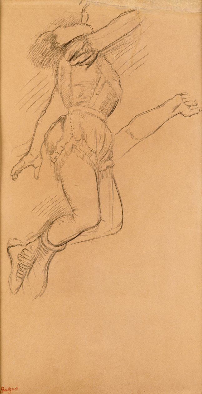 Mademoiselle La La v Circus Fernando, 1879 (černá pastelka na hnědém papíře) od Edgar Degas