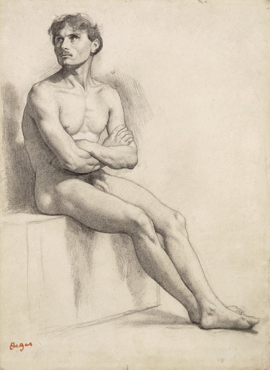 Muž sedící, Studie aktu, 1858 od Edgar Degas
