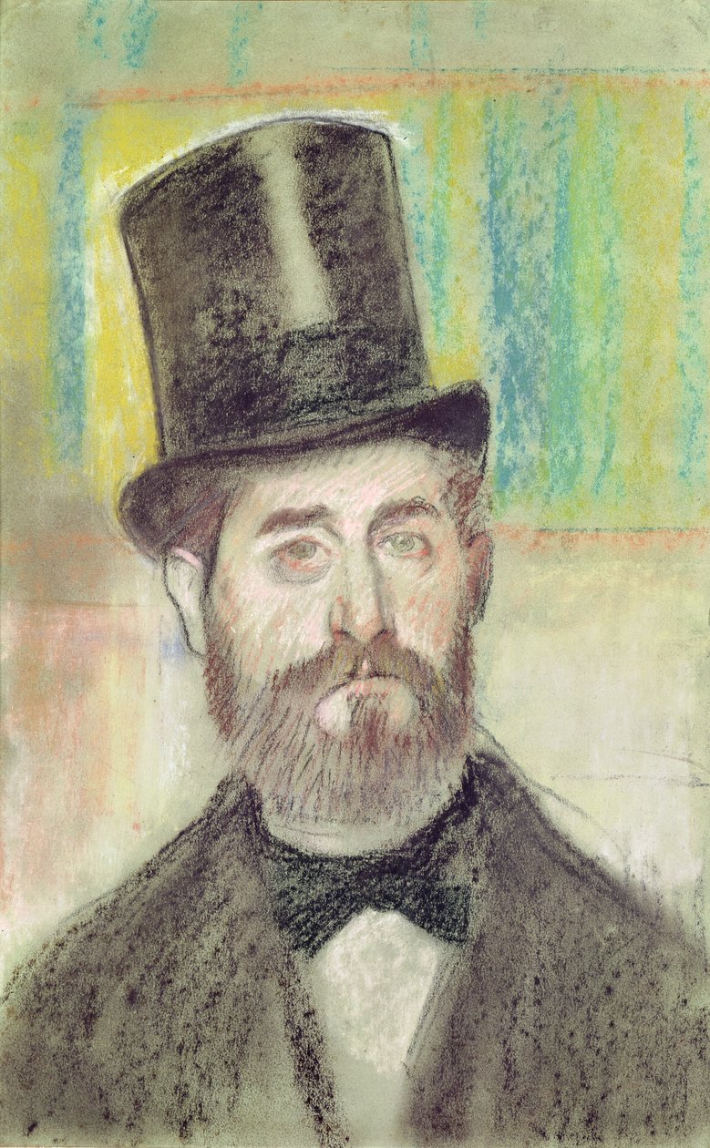 Muž v operním klobouku (pastel na papíře) od Edgar Degas