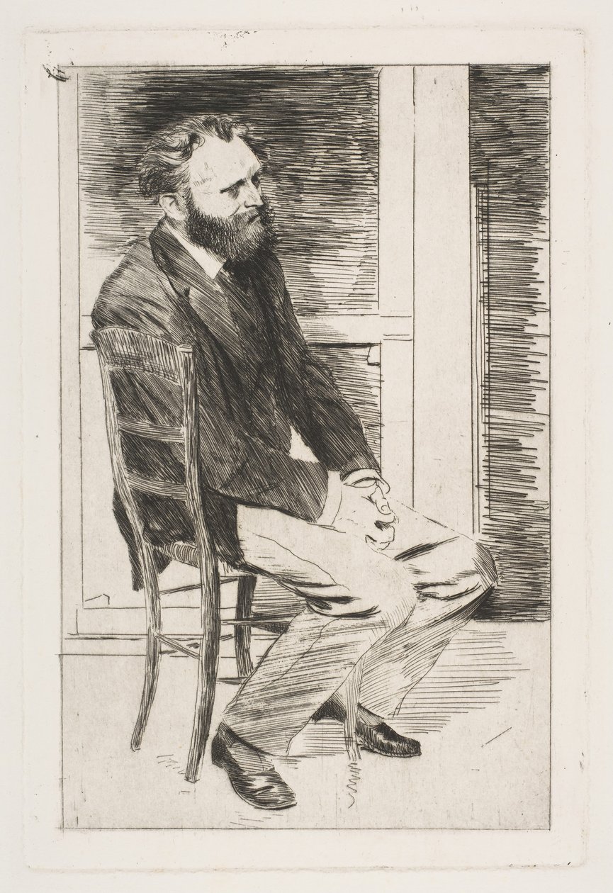 Manet sedící, otočený doprava, 1864-65. od Edgar Degas
