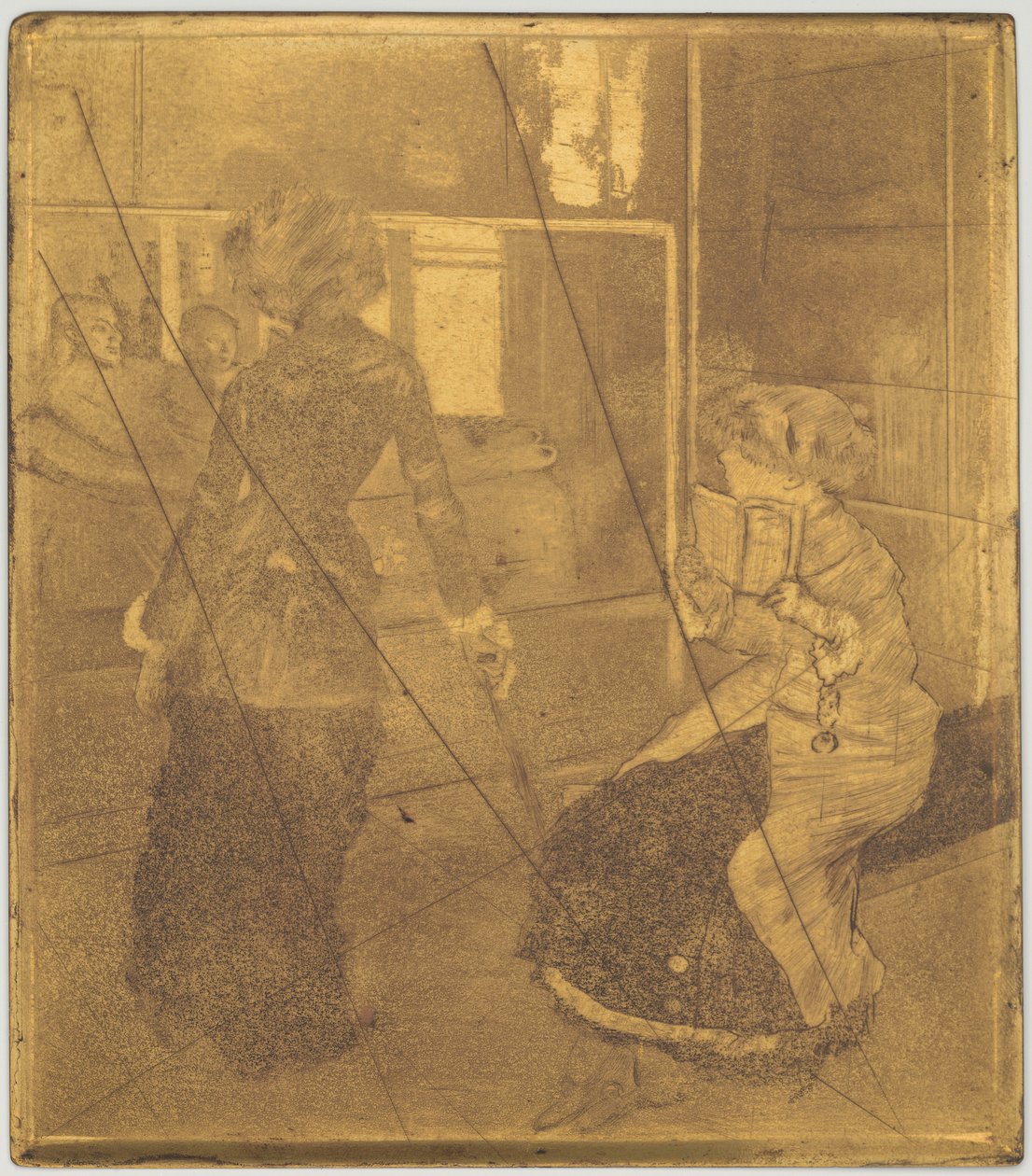 Mary Cassatt v Louvru: Etruská galerie [měděný plech] od Edgar Degas