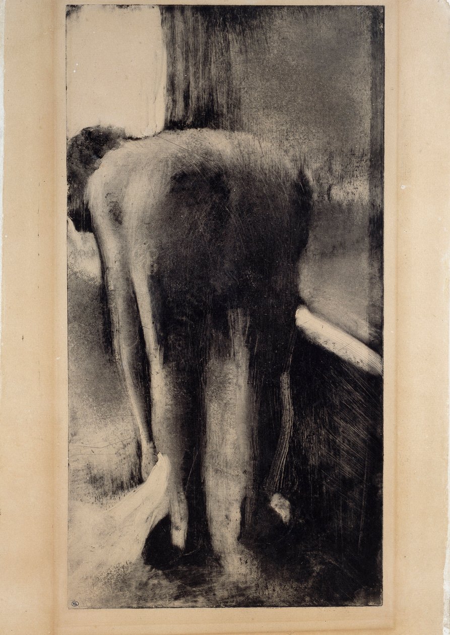 Nahá žena suyating její nohy u její vany Monotyp v černém inkoustu Edgar Degas (1834-1917) 1879-1883 Sun. 0,45 x 0,23 m Paříž. muzeum Louvre od Edgar Degas