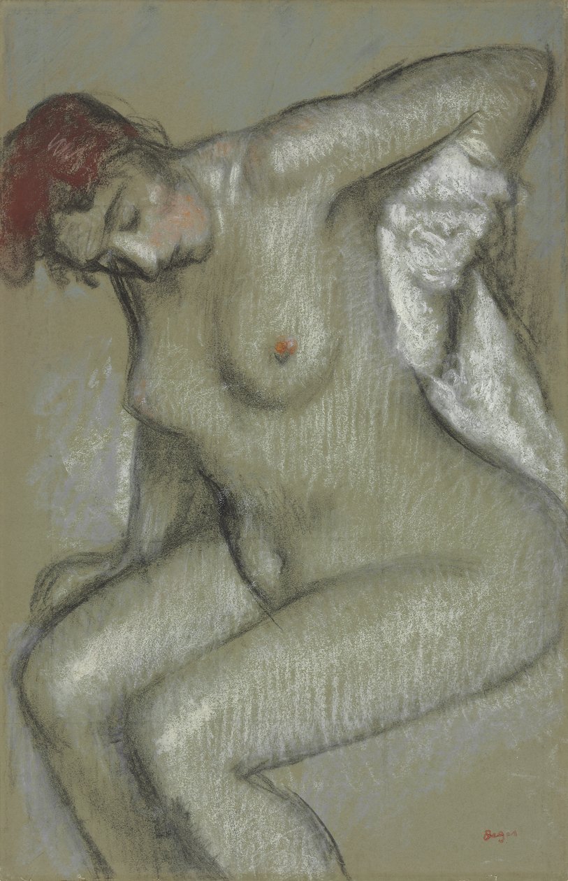 Nahá žena, která se suší; Femme nue s"essuyant, 1895 od Edgar Degas
