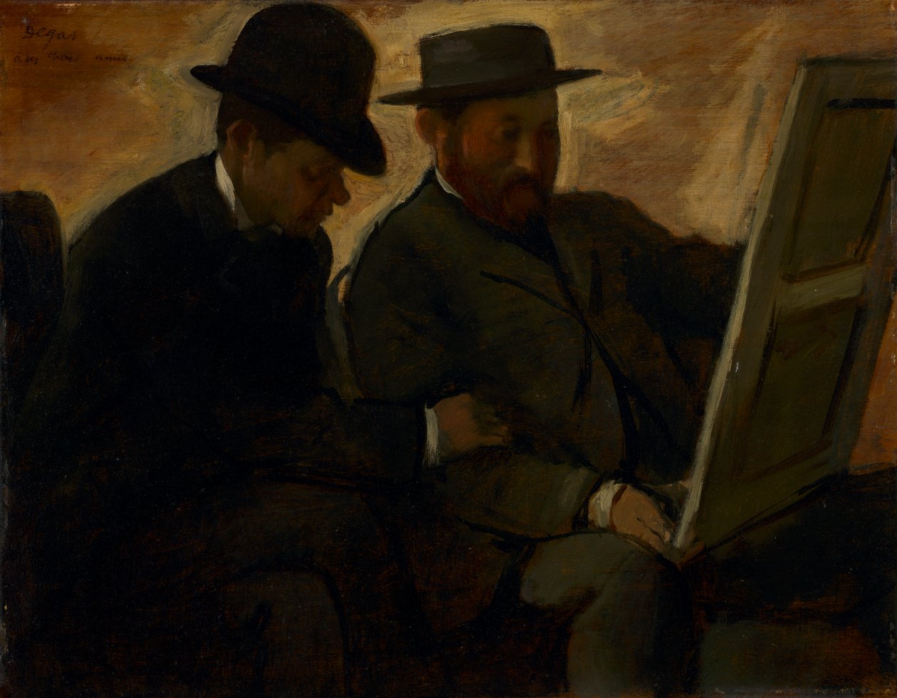 Paul Lafond a Alphonse Cherfils při zkoumání obrazu od Edgar Degas
