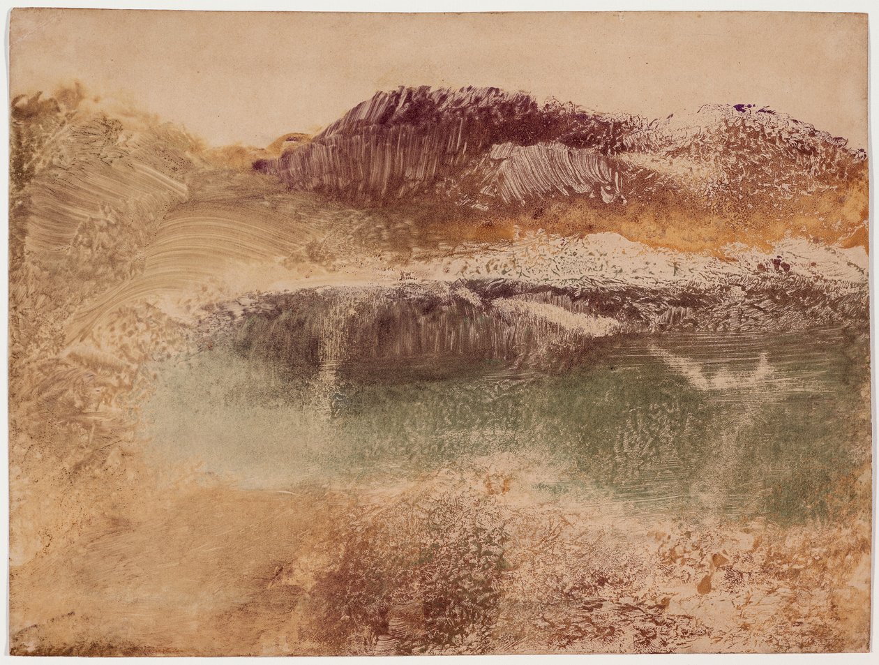 Paysage Roux, cca 1890 (monotyp na papíře) od Edgar Degas