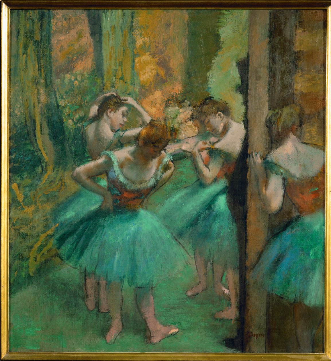 Růžoví a zelení tanečníci (olej na plátně) od Edgar Degas