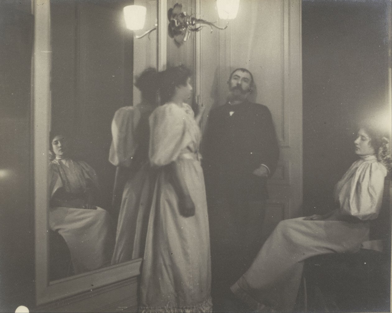 Portrét Henryho Lerolleho a jeho dvou dcer, Yvonne a Christine, v zrcadle od Edgar Degas