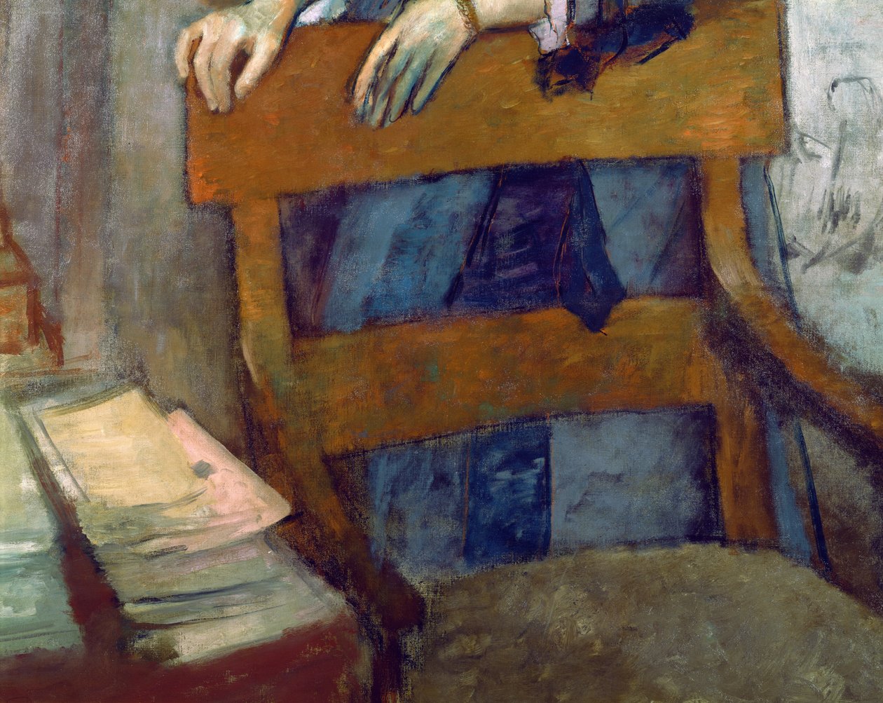 Portrét Helene Rouartové v pracovně otců, detail židle, kolem roku 1886 (detail 9968) od Edgar Degas