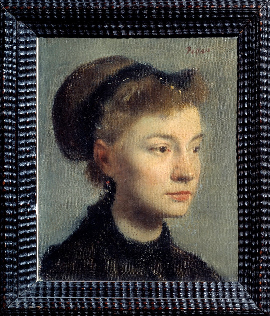 Obraz Portrét mladé ženy od Edgara Degase (1834-1917). 1867. Rozm. 0,27x0,22 m. Paříž, Musee d