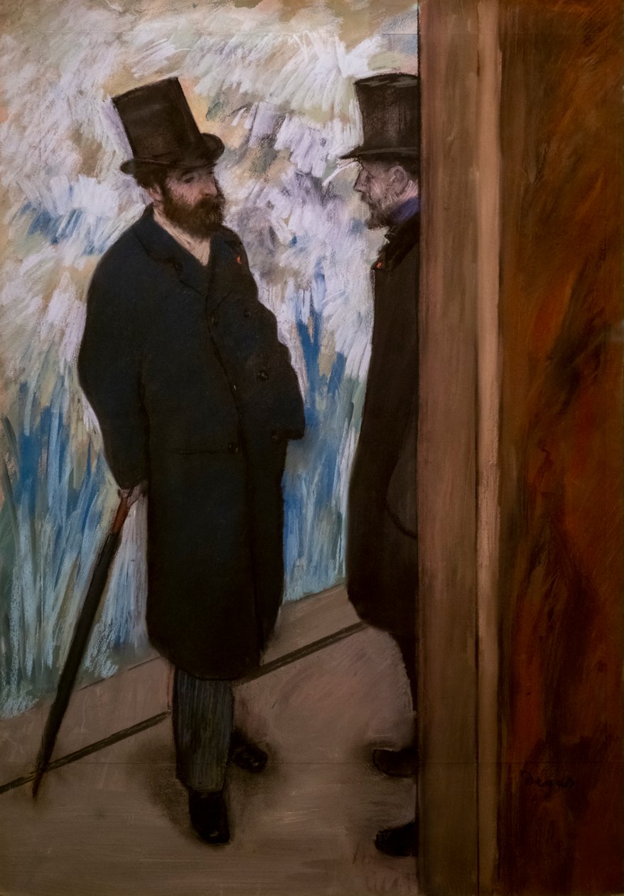 Portrét přátel na scéně (také známý jako „Portrét Ludovica Halevyho a Albert Boulanger-Cave“). 1879. Pastel na papíře. od Edgar Degas