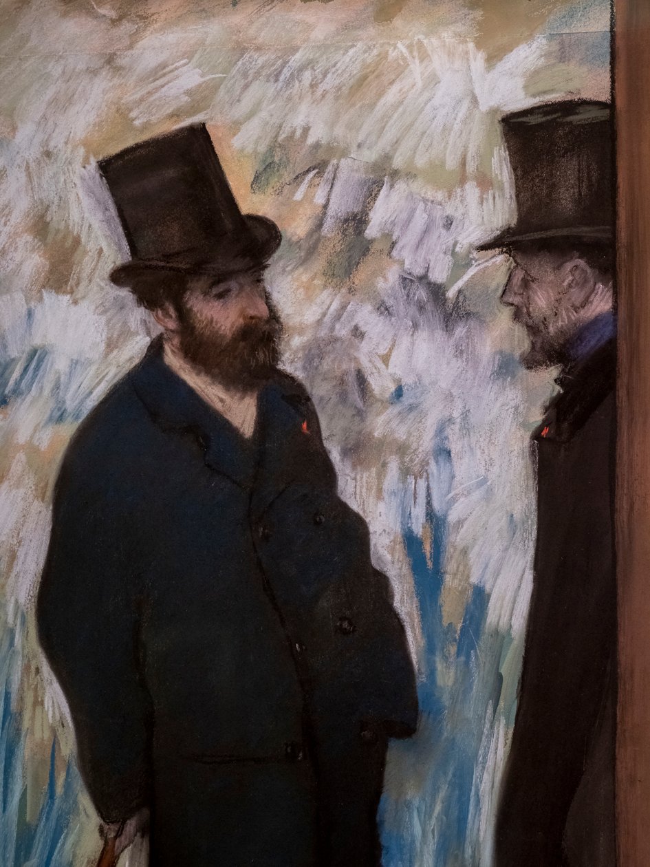 Portrét přátel na scéně (detail) (také známý jako „Portrét Ludovica Halevyho a Albert Boulanger-Cave“). 1879. Pastel na papíře. od Edgar Degas