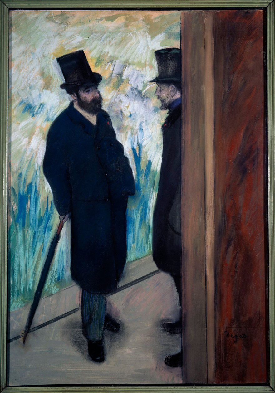 Portrét dramatika a libretisty Ludovica Halevyho a Alberta Boulanger-Cavea v zákulisí opery Pastel Edgara Degase (1834-1917) 1879 Ne. 0,75x0,55 m Paříž, musee d
