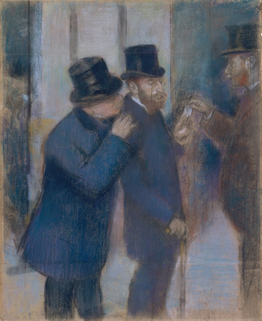 Portréty na burze, c.1878-79 (pastel na papíře, rozřezané a položené na plátně) od Edgar Degas