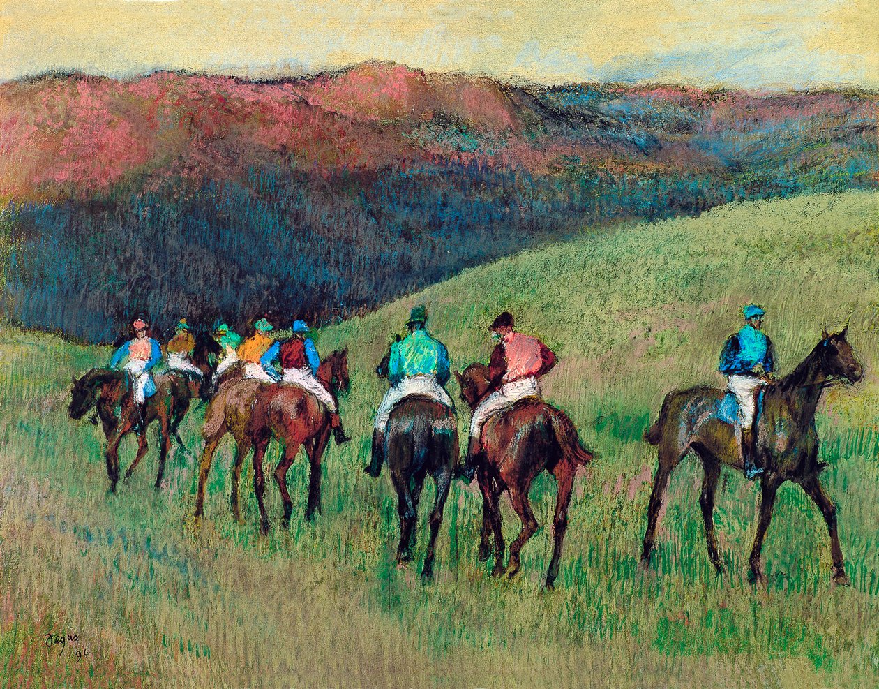 Dostihové koně v krajině, 1894 od Edgar Degas