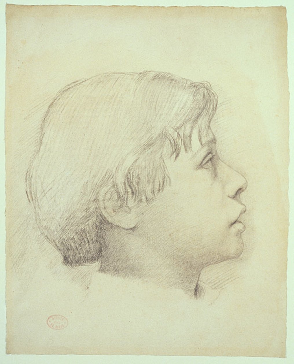 René de Gas, kolem roku 1855 (černá křída na slonovinovém papíru) od Edgar Degas