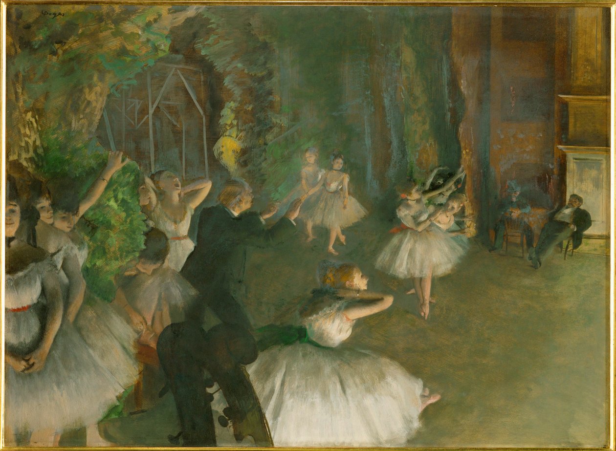 Opakování baletu na jevišti (olej na kartonu) od Edgar Degas