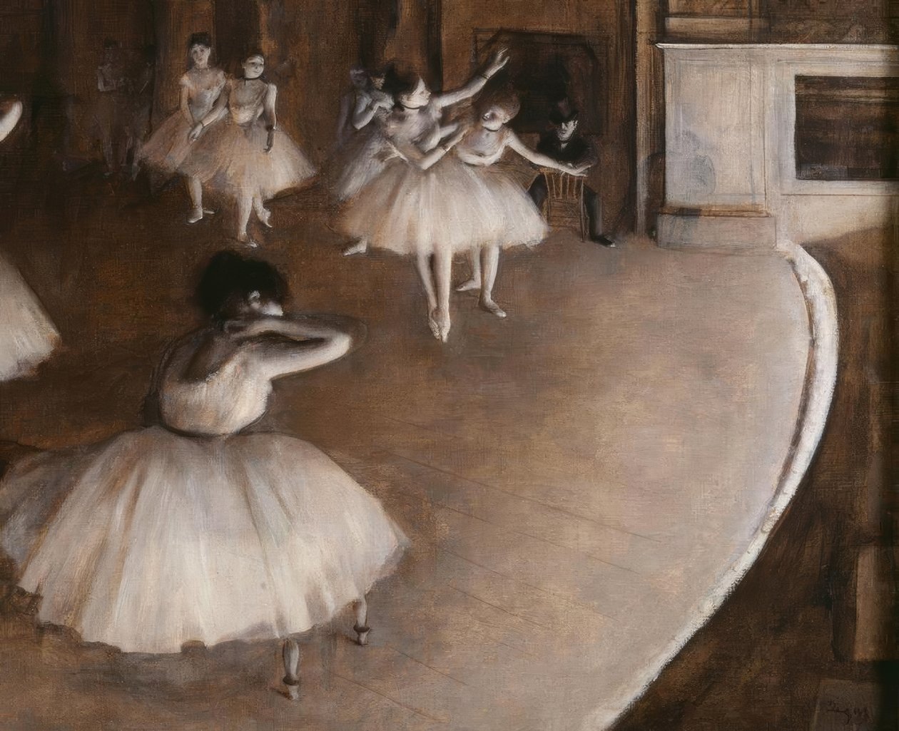 Zkouška baletu na jevišti od Edgar Degas