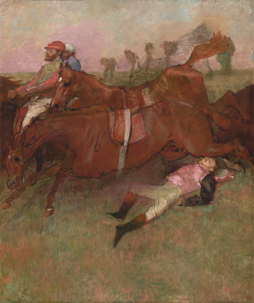 Scéna ze steeplechase: Pád žokeje od Edgar Degas