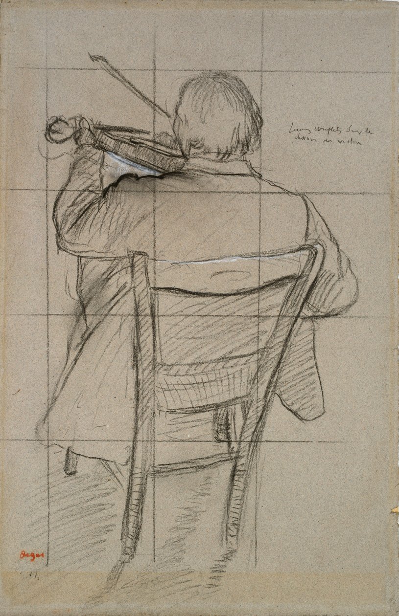 Sedící houslista při pohledu zezadu, 1875-1876 od Edgar Degas