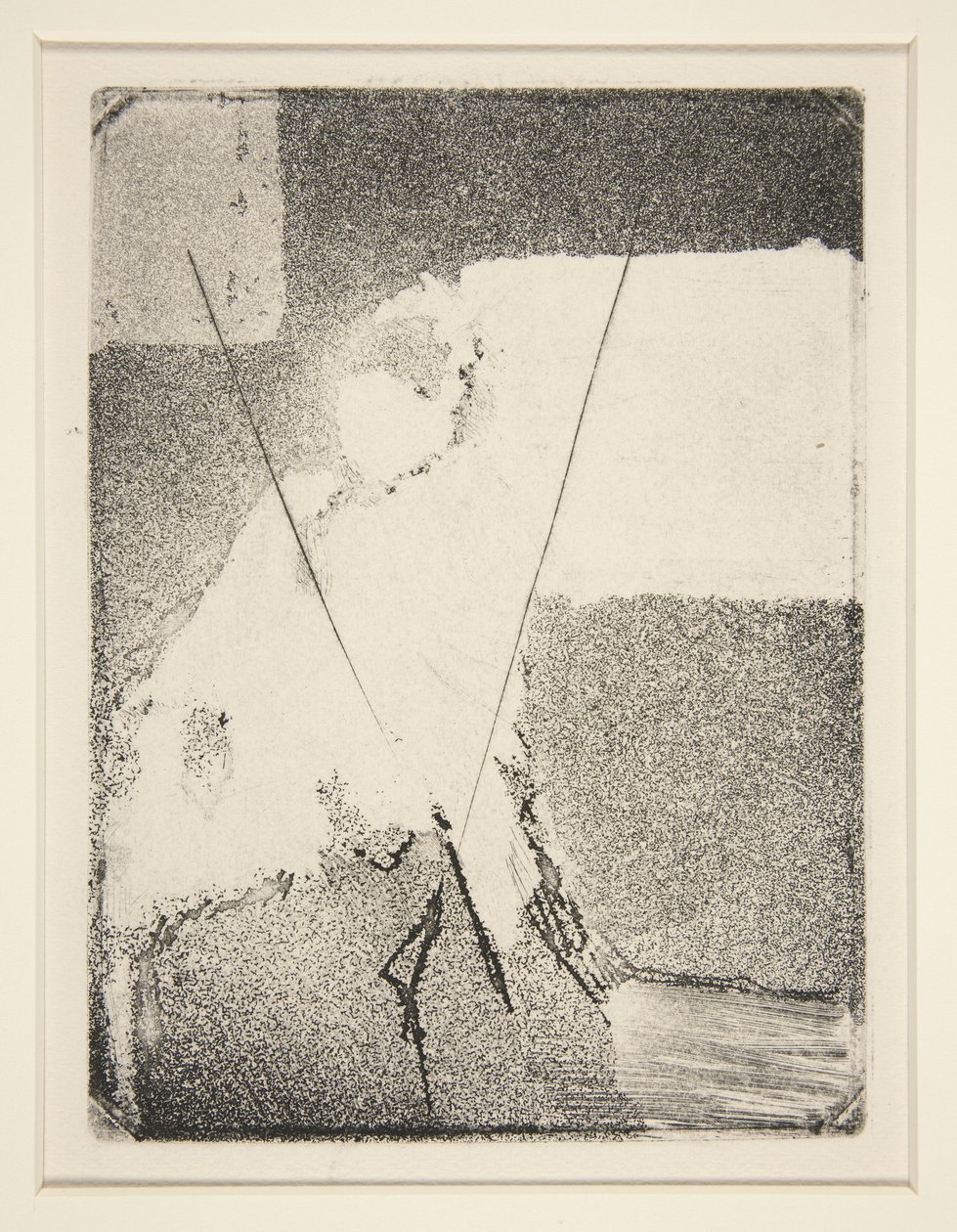 Sedící žena v čepici a šálu, kolem roku 1879 (lept a akvatinta) od Edgar Degas