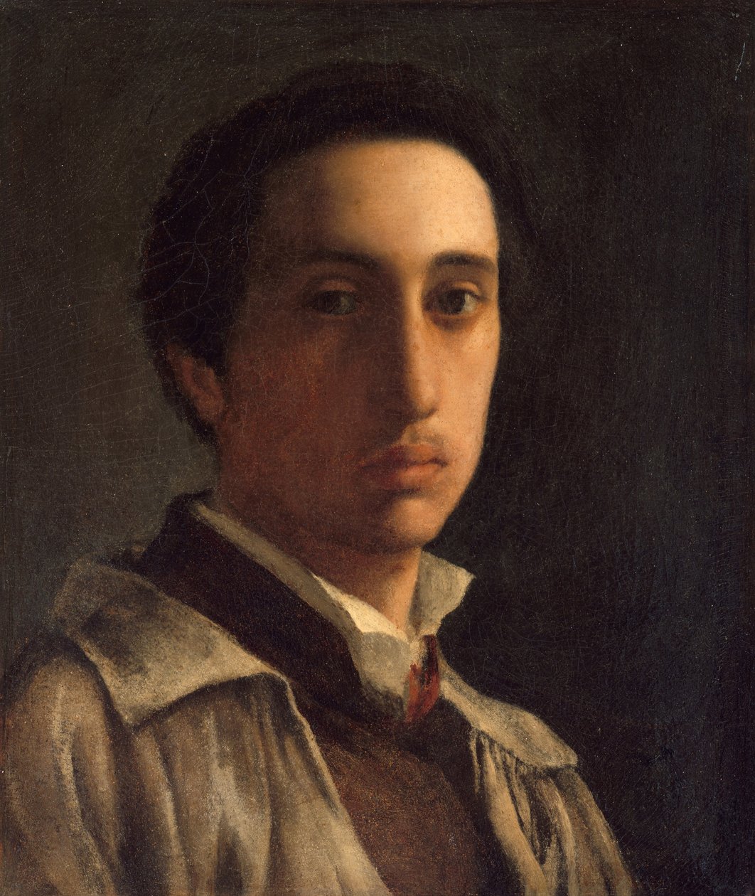 Autoportrét, cca 1855-56 (olej na papíře, položeno na plátně) od Edgar Degas
