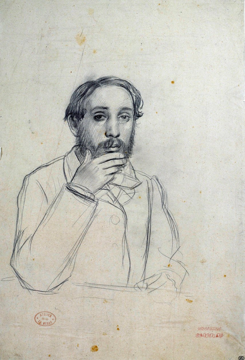Kresba autoportrétu Edgara Degase (1834-1917) 19. století Sun. 0,36x0,24 m Paříž, Musee du Louvre od Edgar Degas