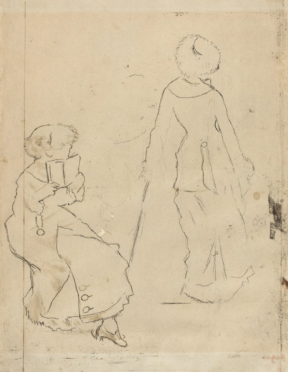 Studie na "Mary Cassatt v Louvru" [verso] od Edgar Degas