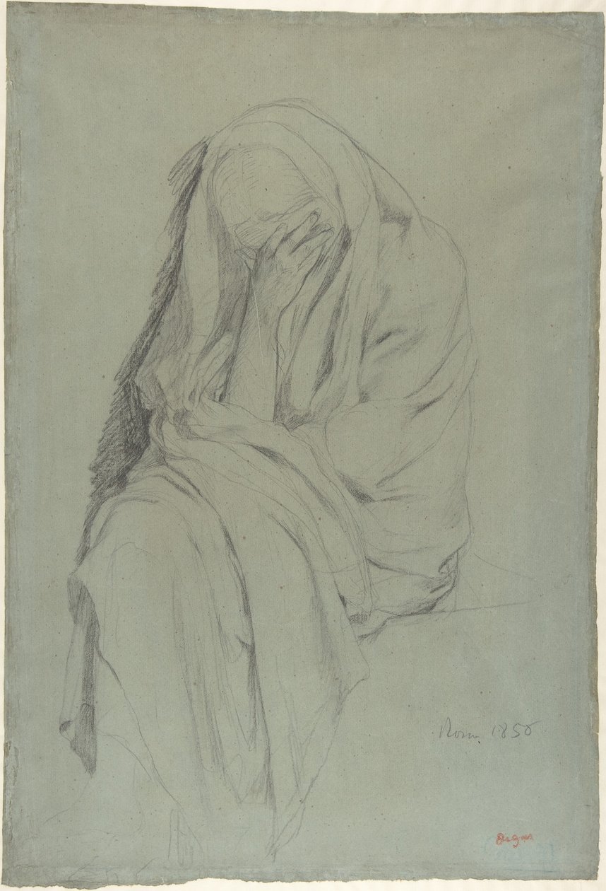 Studie k dílu „Vieille Italienne“ (líc); Studie drapérie (rub) od Edgar Degas
