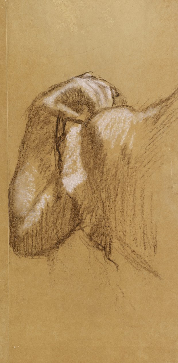 Studie ruky, asi 1895-90 (hnědobílý pastel na hnědém pauzovacím papíře) od Edgar Degas