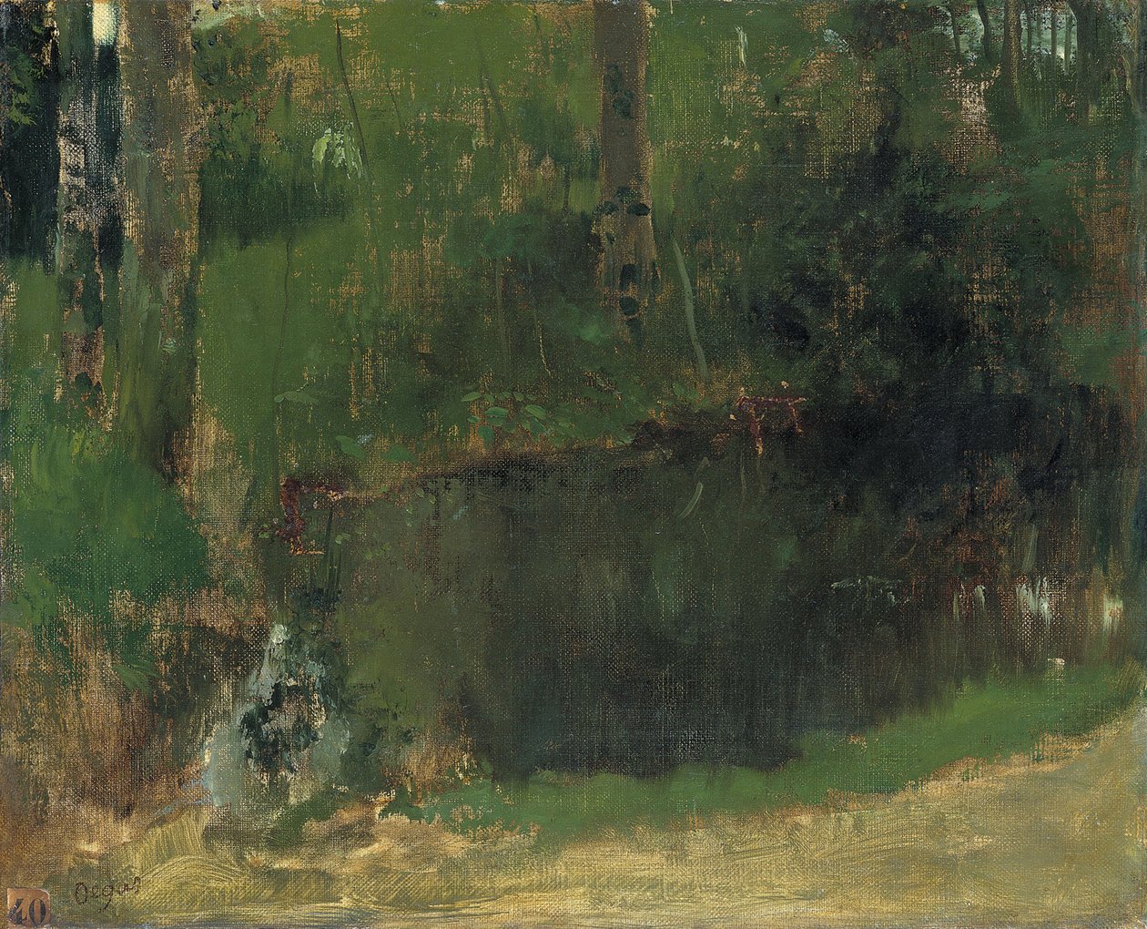 Rybník v lese, cca 1868 od Edgar Degas