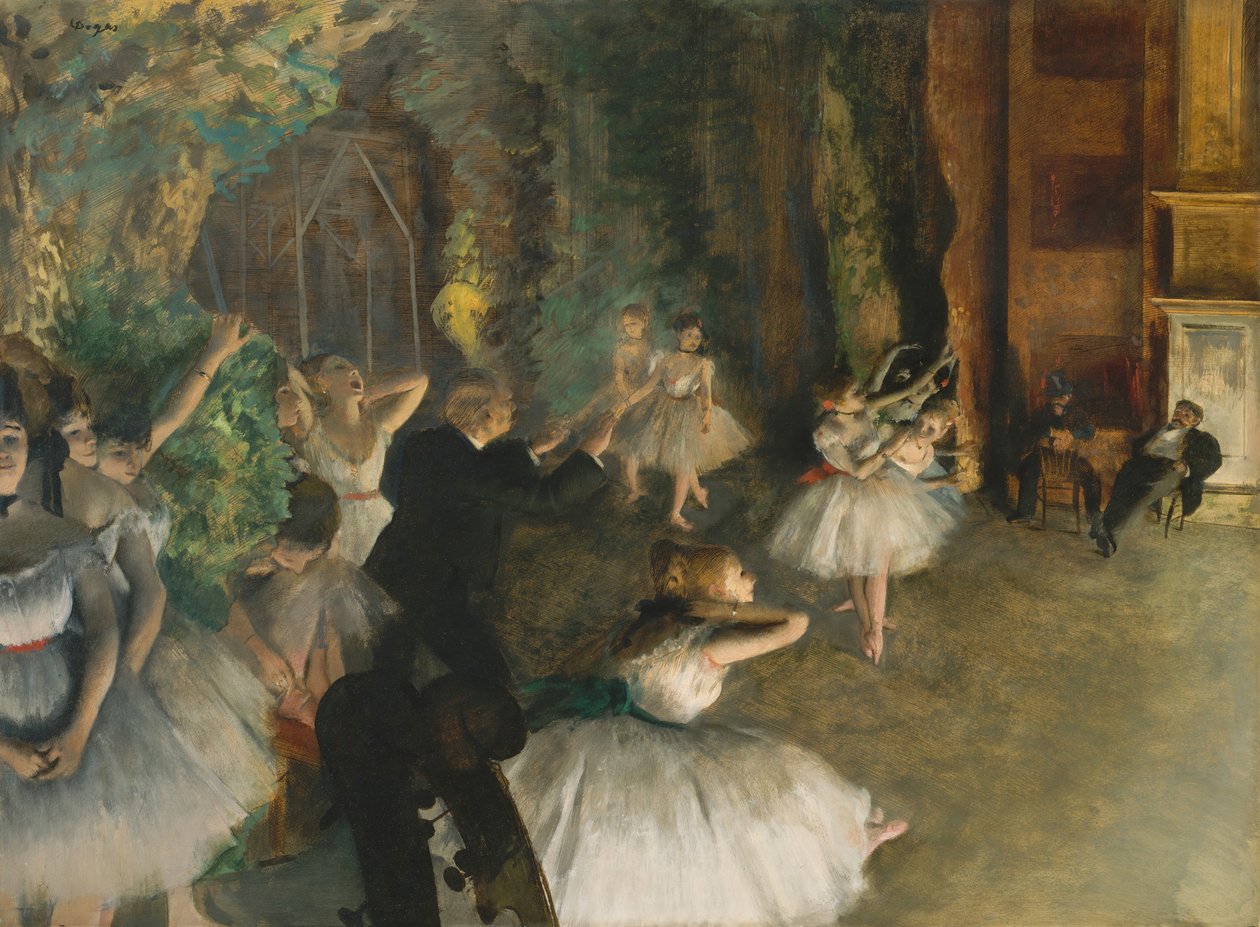 Zkouška baletu na jevišti, ca. 1874. od Edgar Degas