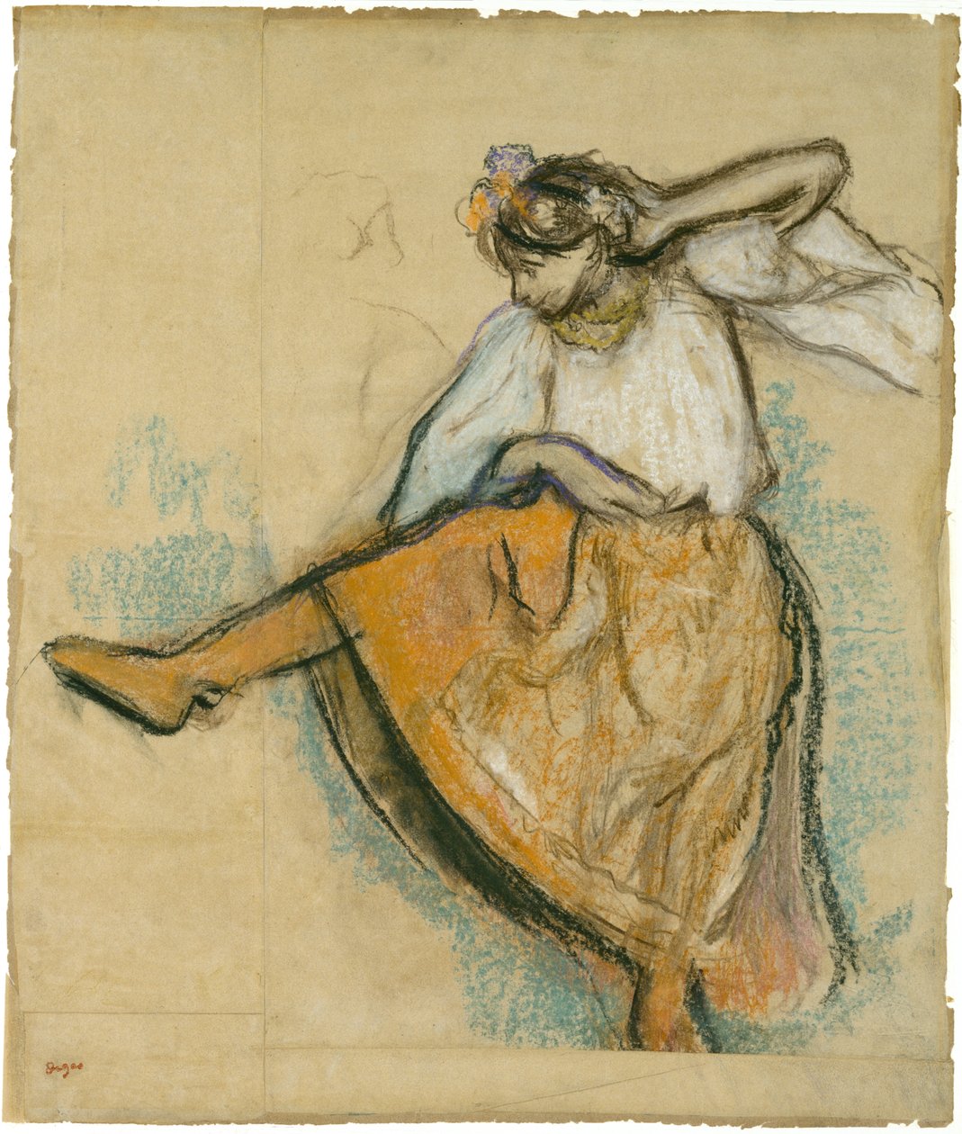 Ruská tanečnice, kolem roku 1895 (pastel a dřevěné uhlí na spojeném papíru položeném na palubě) od Edgar Degas